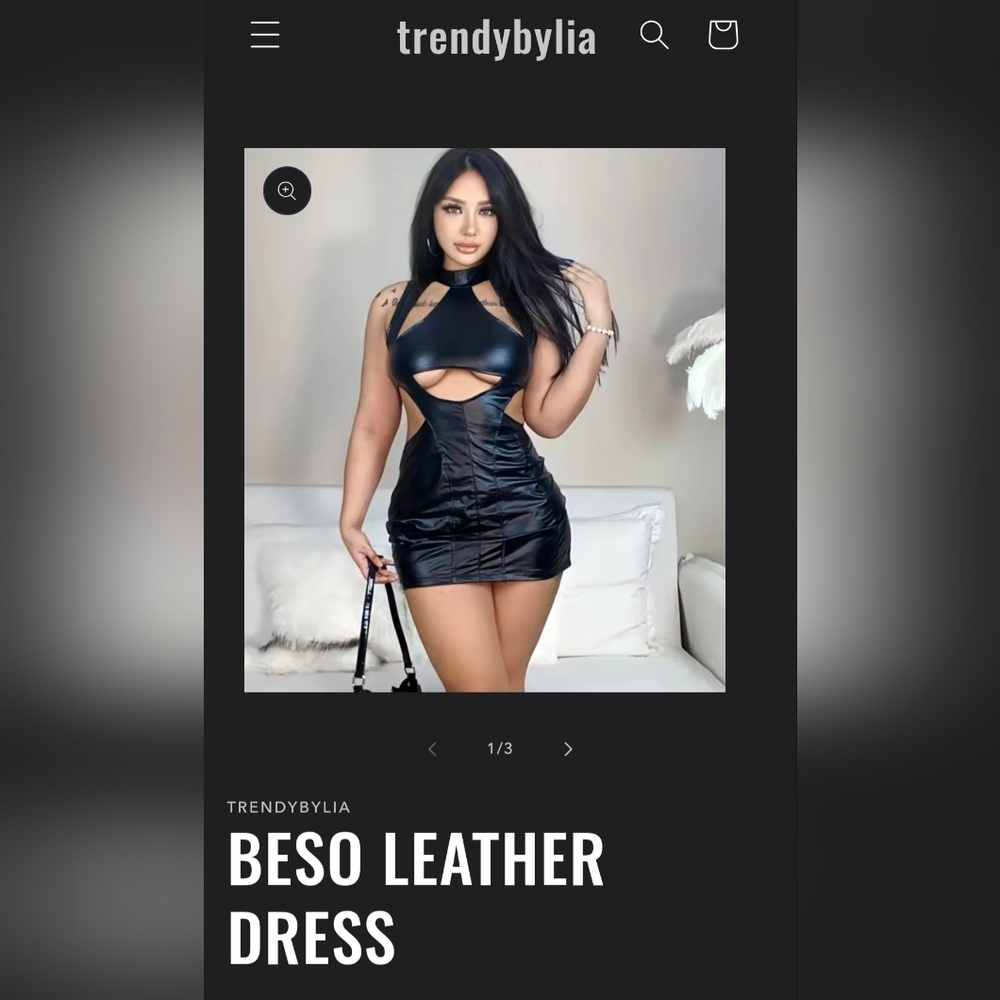 Black Faux Leather Mini Dress- W Sz Medium